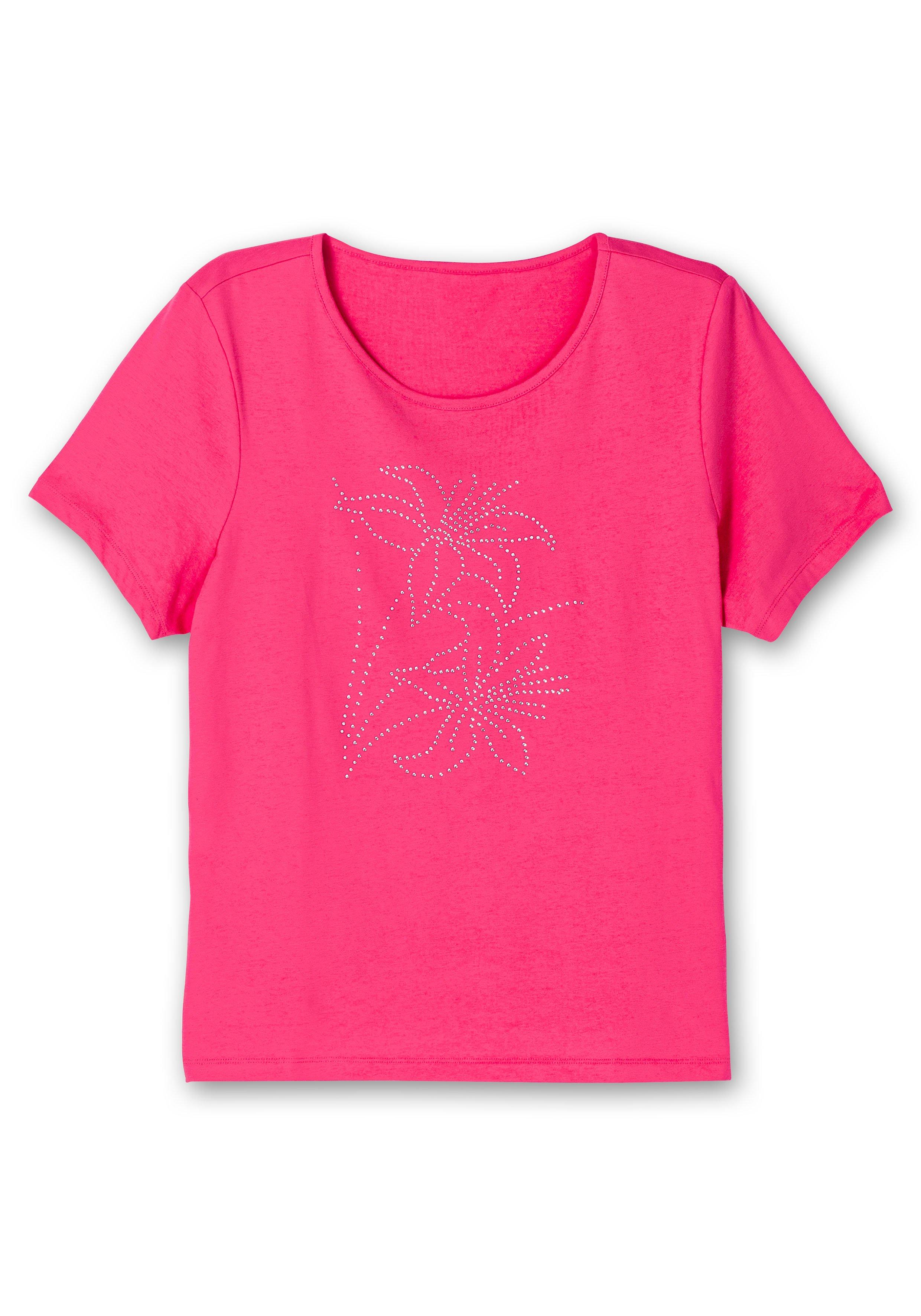 Shirt mit Blumenmuster aus Ziersteinchen vorn