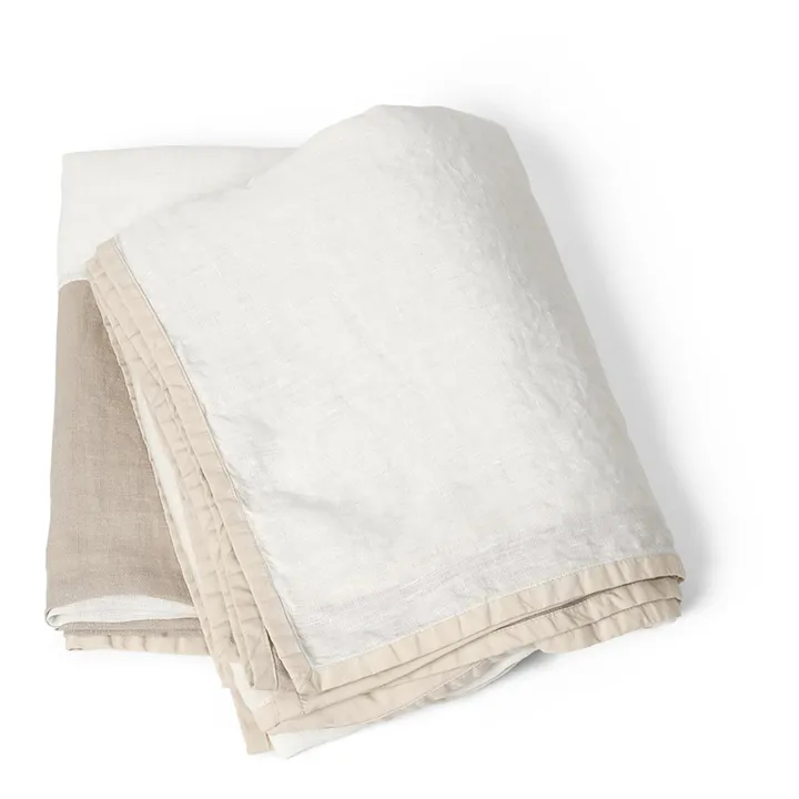 Ferm Living Dessus de lit Part patchwork en lin  | Blanc