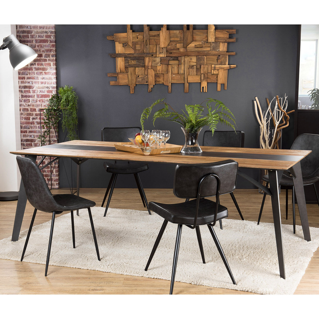 Macabane Table de séjour  Maxence teck - 220x100x76 cm