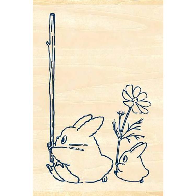 BEVERLY - Mijn buurman Totoro houten stempel (middelste Totoro & kleine Totoro)