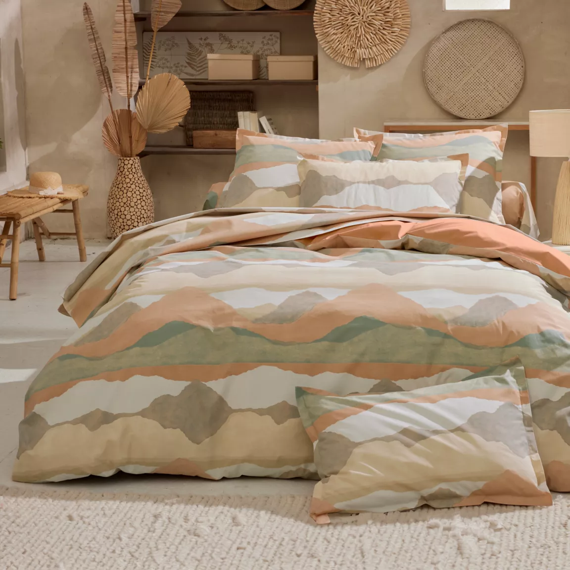 Housse de couette percale de coton (140 x 200 cm) Land Beige Craie