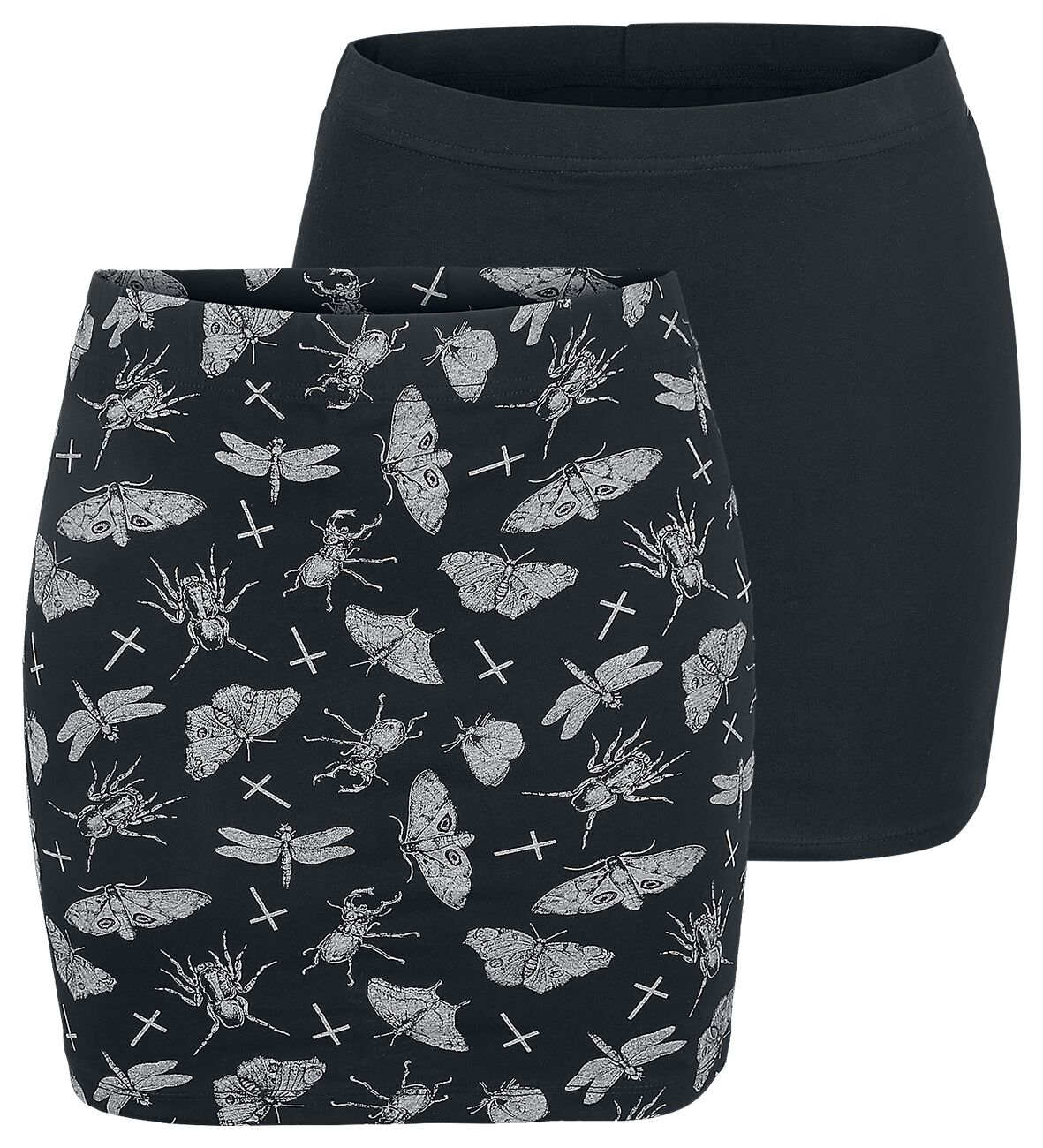 Jupes Noires Avec Bloc De Couleur & Imprimé - Lot De 2 | Gothicana by EMP Jupe courte
