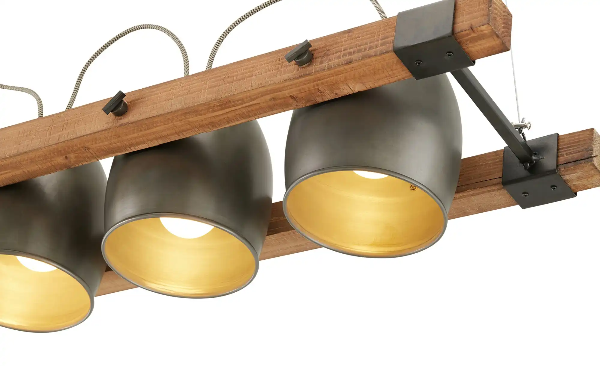 Pendelleuchte, 4-flammig, Metall/ Holz schwarz
