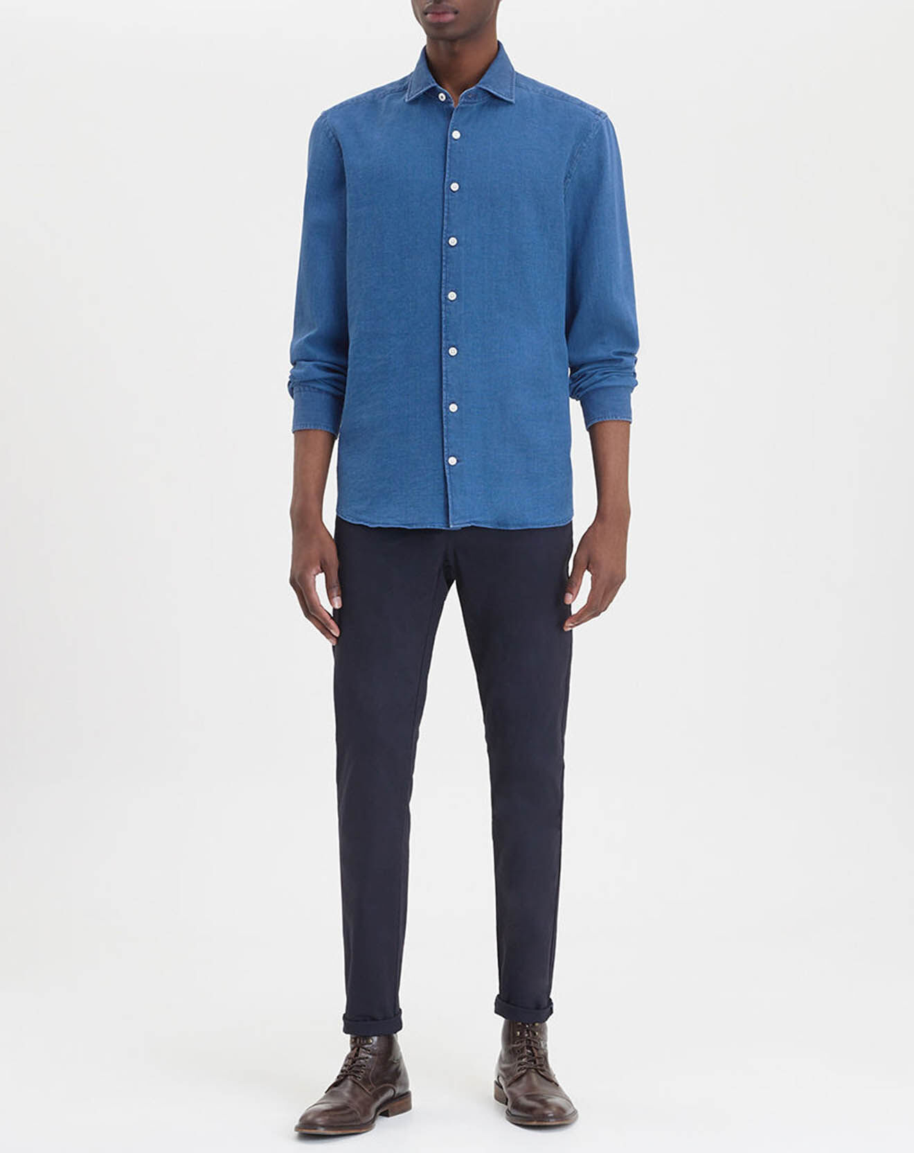 Hackett London Chemise Slim Fit chambray bleu moyen