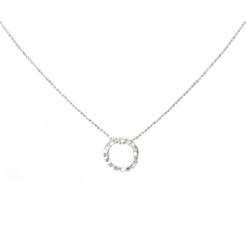 Collier délicat anneau martelé argent 925