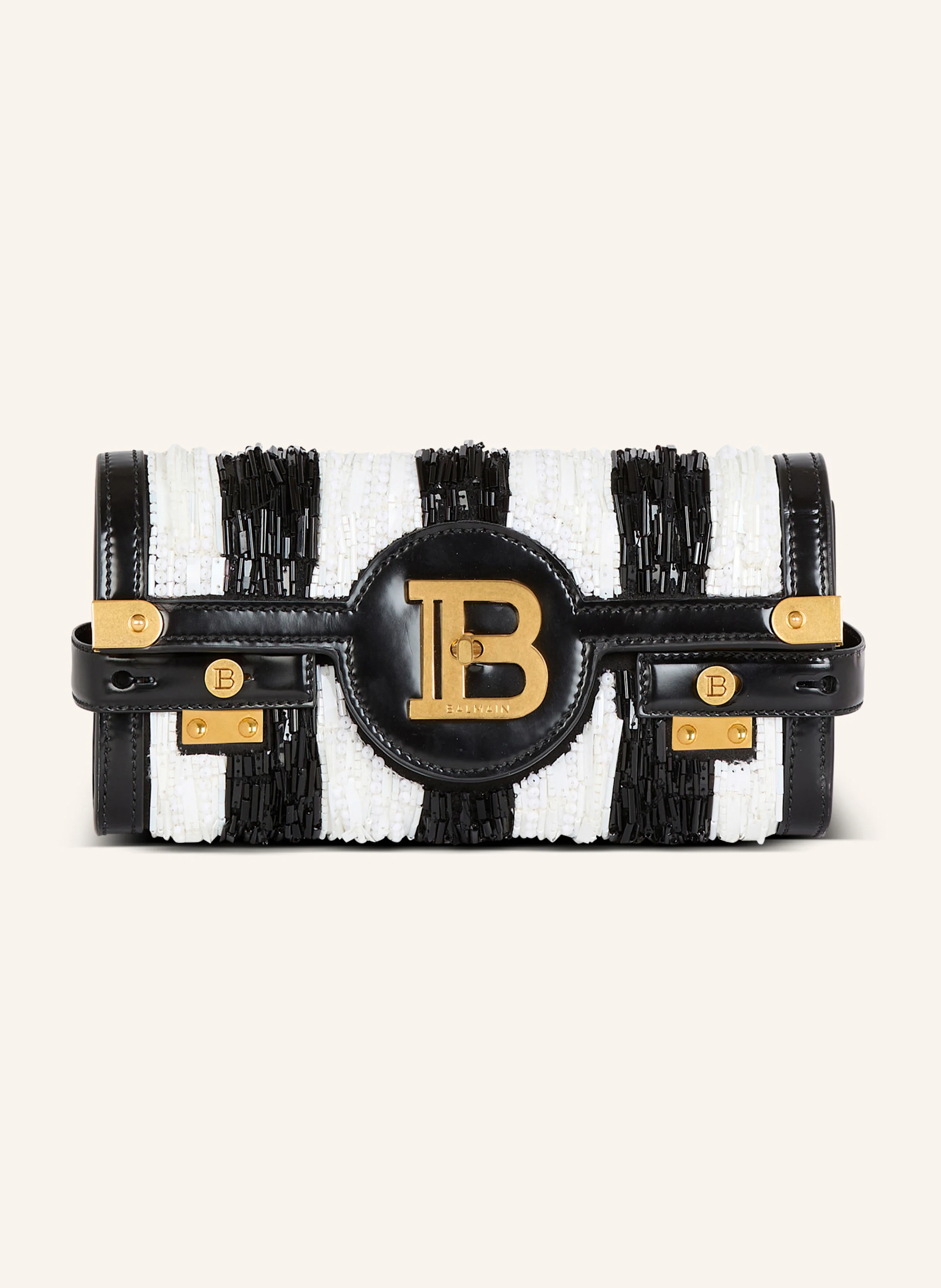 BALMAIN Pochette B-Buzz 23 mit aufgestickten Streifen