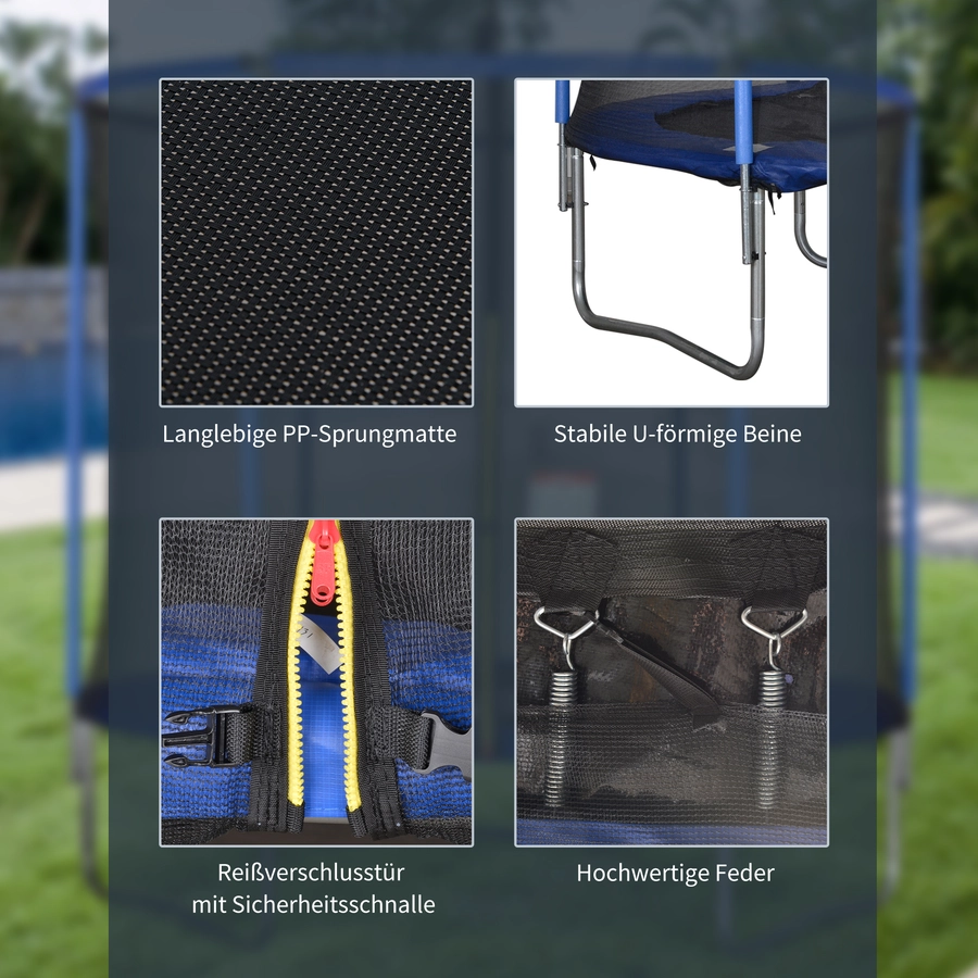 HOMCOM Trampolin mit Sicherheitsnetz blau, schwarz