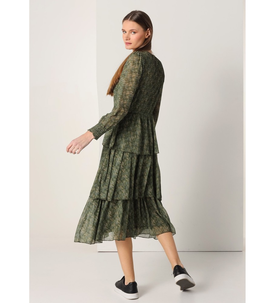 Vestido curto Lois com estampa floral verde