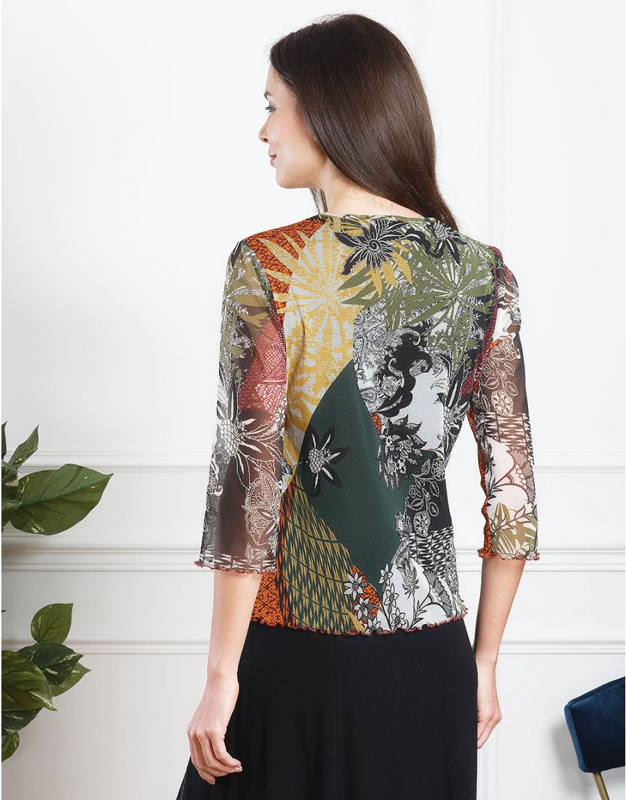 T-shirt résille imprimé