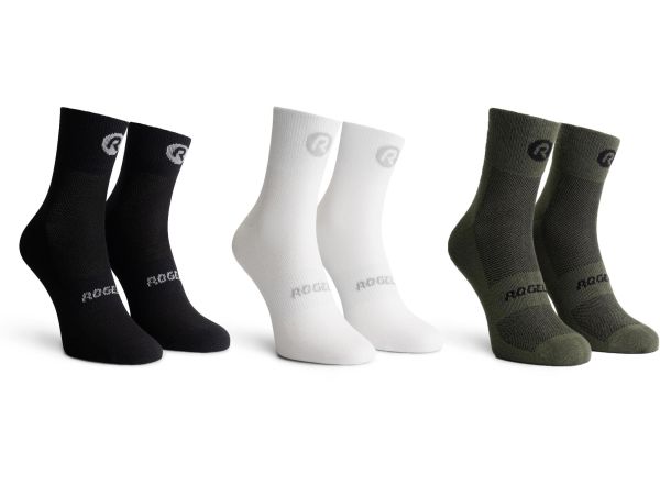 Rogelli Core 3-Pack Strømper, Black/White/Green