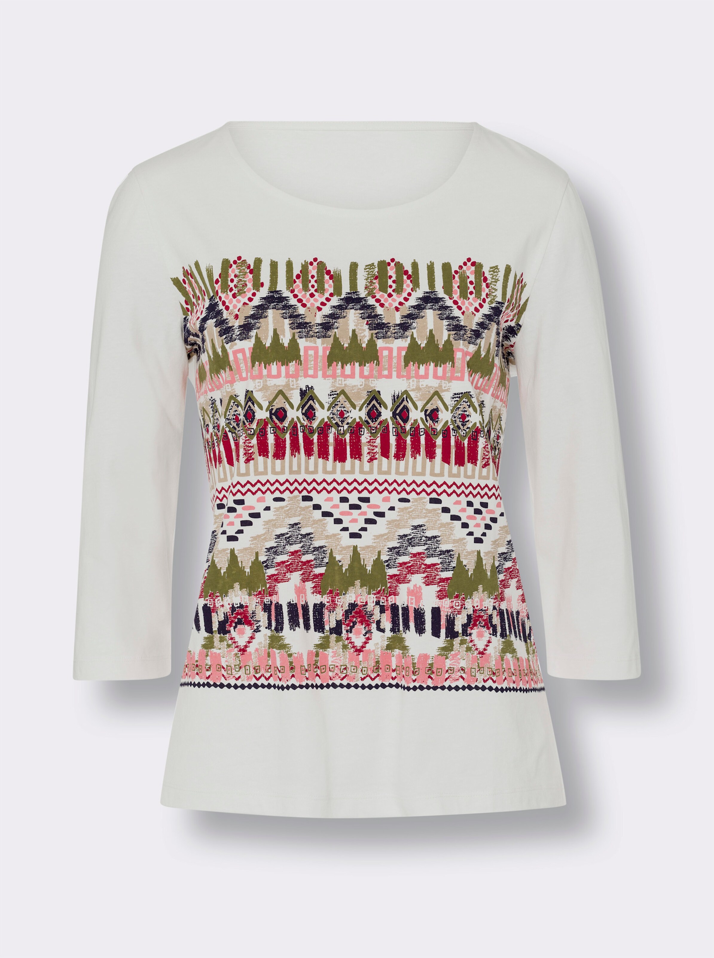 34-Arm-Shirt mit Ethno-Druck