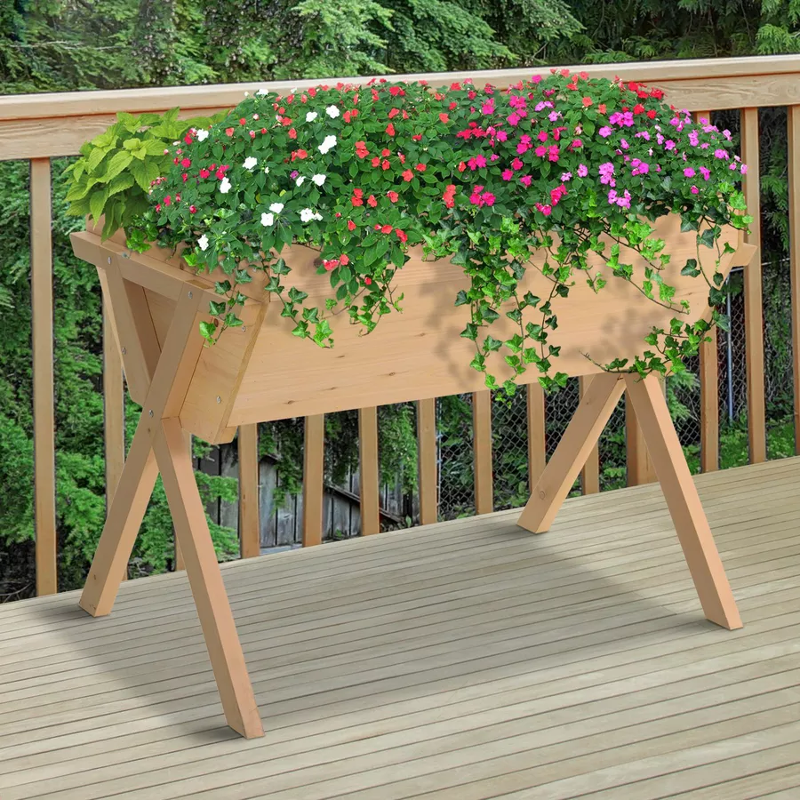 Outsunny Hochbeet mit Vliesstofftuch natur