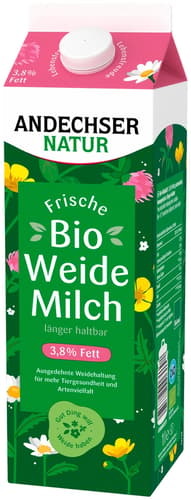 Andechser BIO Vollmilch 3.8%, länger frisch