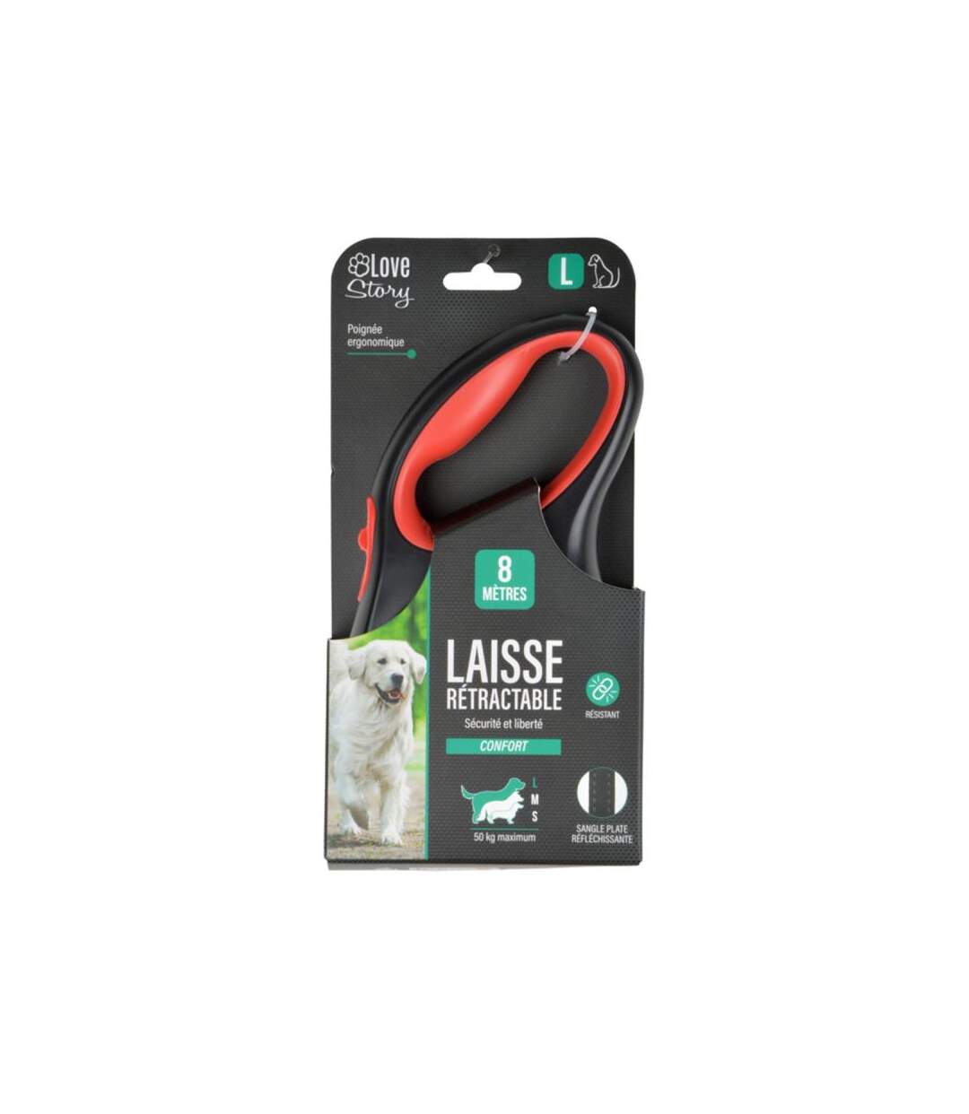 Paris Prix - Laisse Rétractable Chien résistante 20cm Rouge