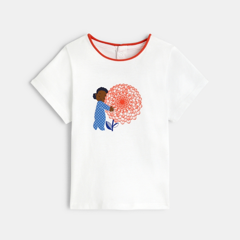 T-shirt manches courtes orange bébé fille