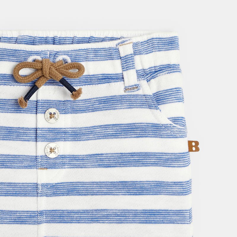 Short molleton à rayures bleu bébé garçon Bleu