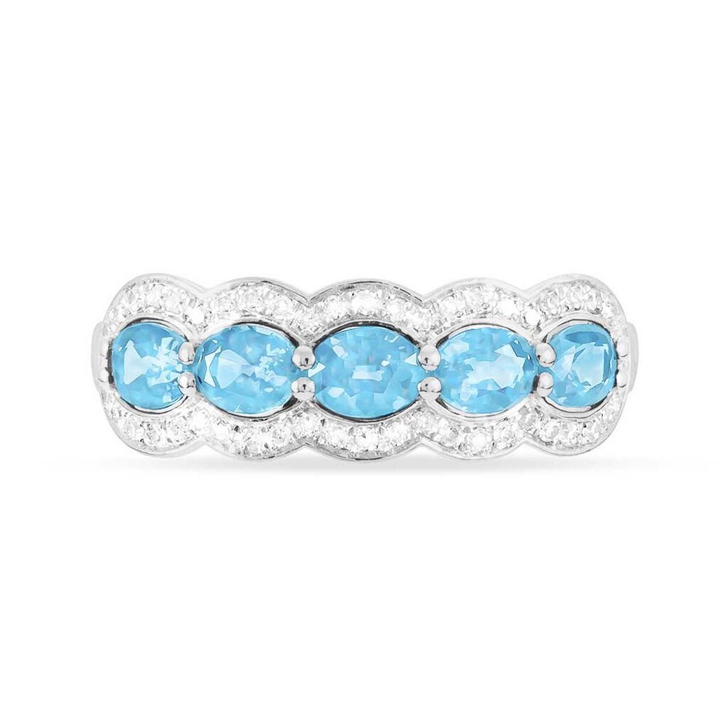 Bague Margaux Or Blanc Topaze Et Diamant