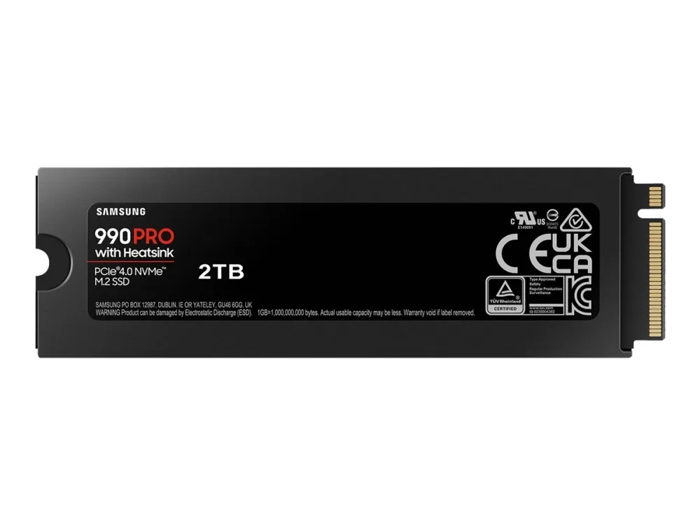 Samsung 990 PRO MZ-V9P2T0CW - SSD - krypteret - 2 TB - intern - M.2 2280 - PCIe 4.0 x4 (NVMe) - 256-bit AES - TCG Opal Encryption 2.0 - integreret kølelegeme