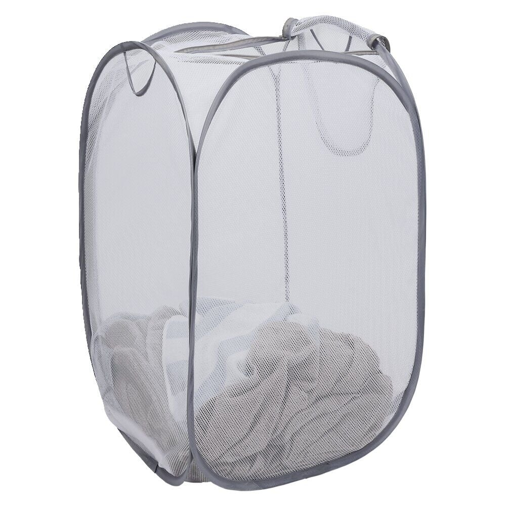 Panière 2-en-1 pliable 72L acier et polyester gris 38x38xH64cm