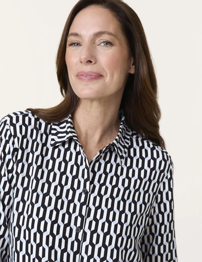 Gerry Weber BLOUSE 1/1 SLEEVE Black/offwhite/blue graf.print
