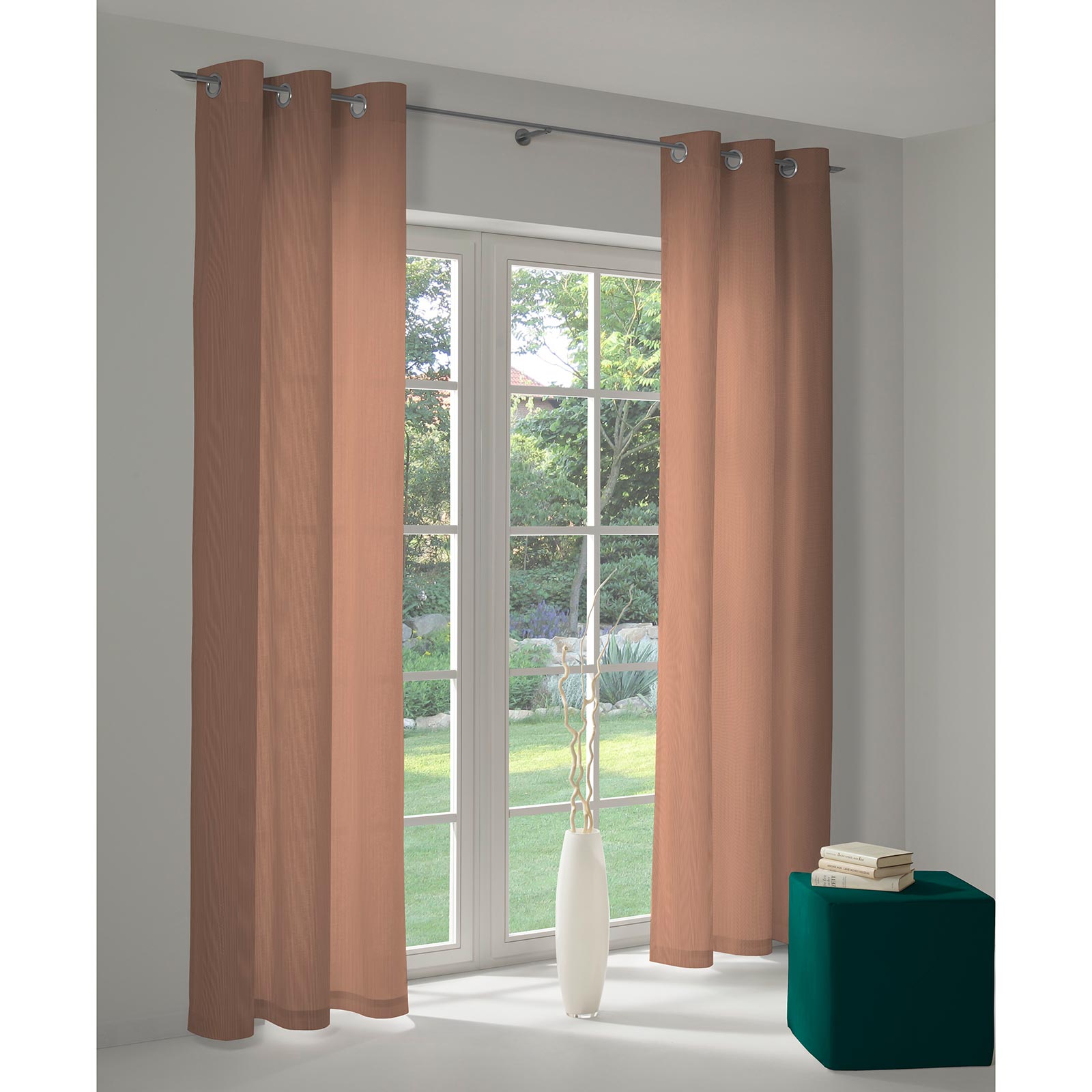 Einzelschal UNI COLLECTION - braun - mit Ösen - 145x145 cm