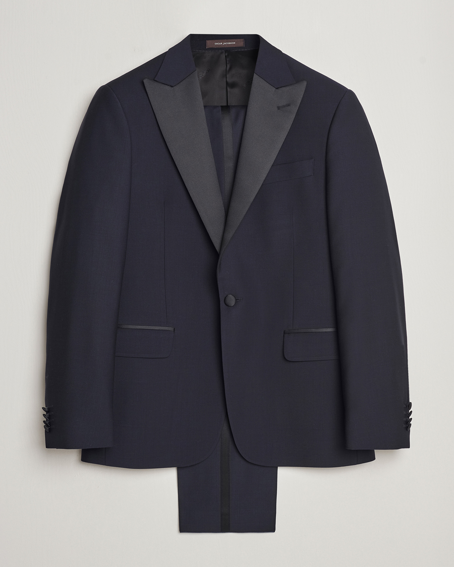 Oscar Jacobson Frampton Wool Tuxedo Suit Navy