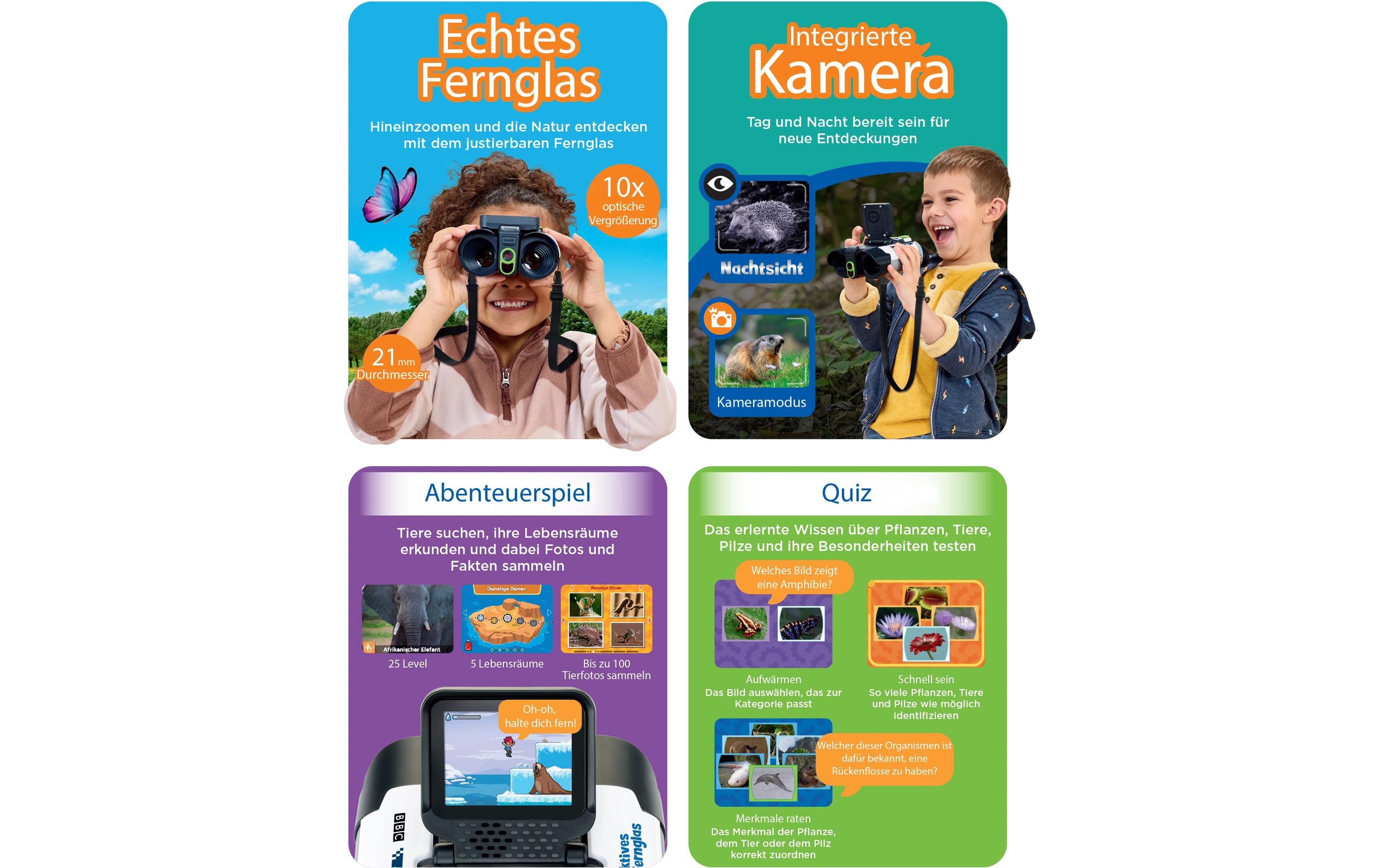 Interaktives Video-Fernglas -DE-Fernglas mit Display, vielen Funktionen und spannenden Inhalten