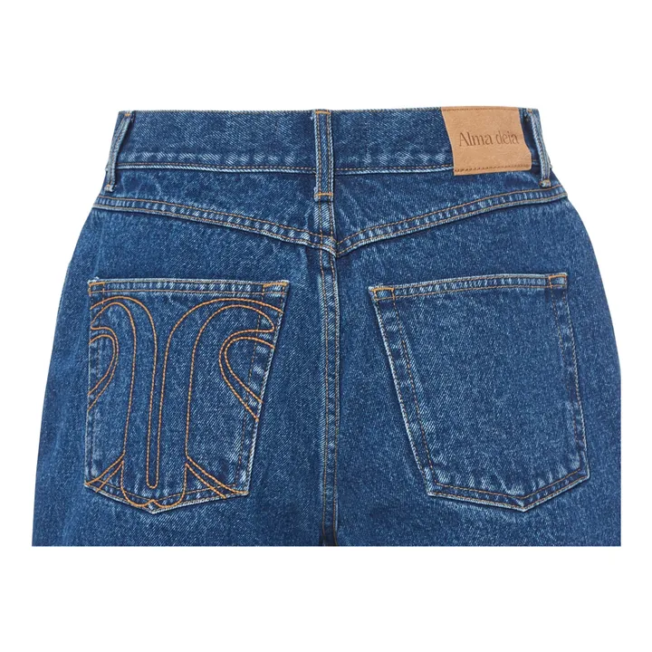 Alma Deia Short Taille Haute en Coton Bio | Denim stonewashed
