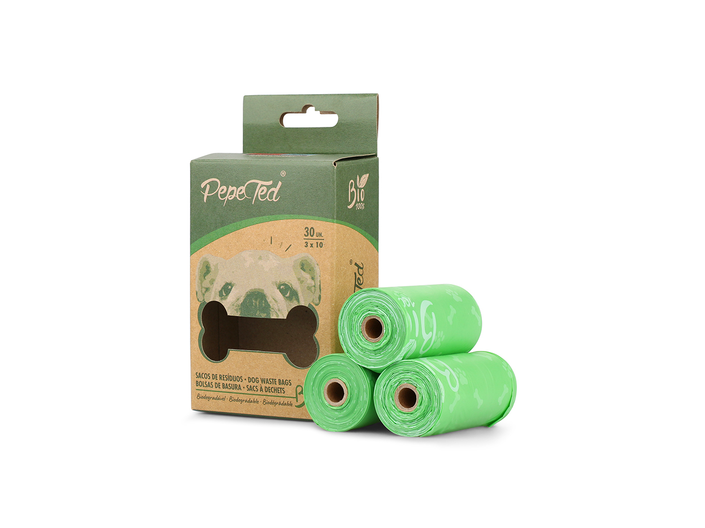 SACOS PARA DEJETOS PEPE TED BIODEGRADÁVEIS 30 UNIDADES