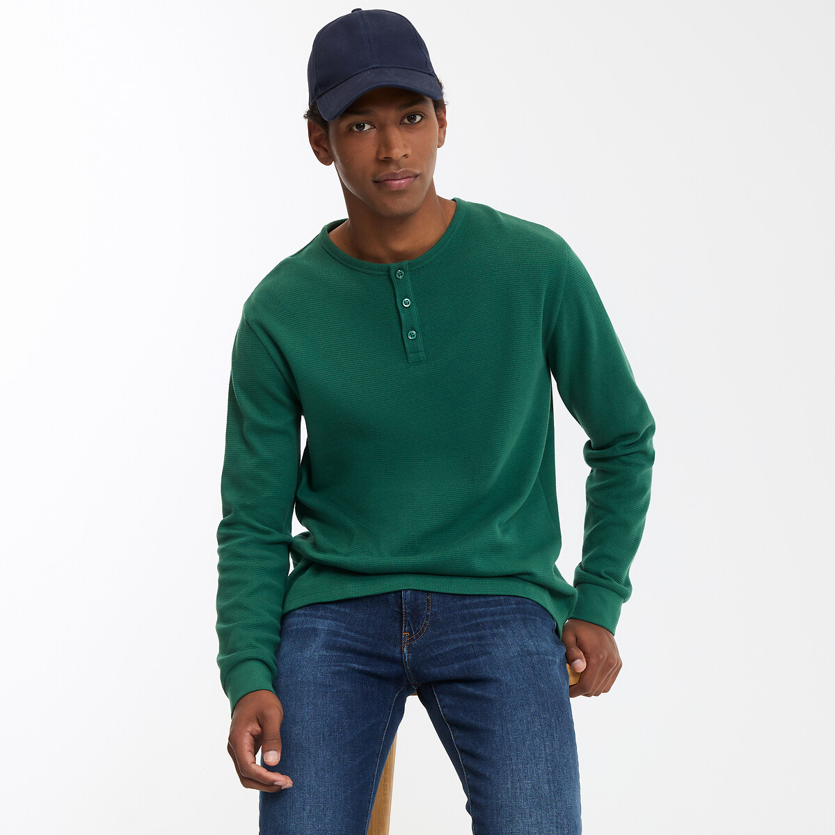 COLEÇÃO LA REDOUTE<br>Camiseta com gola túnica e mangas compridas
