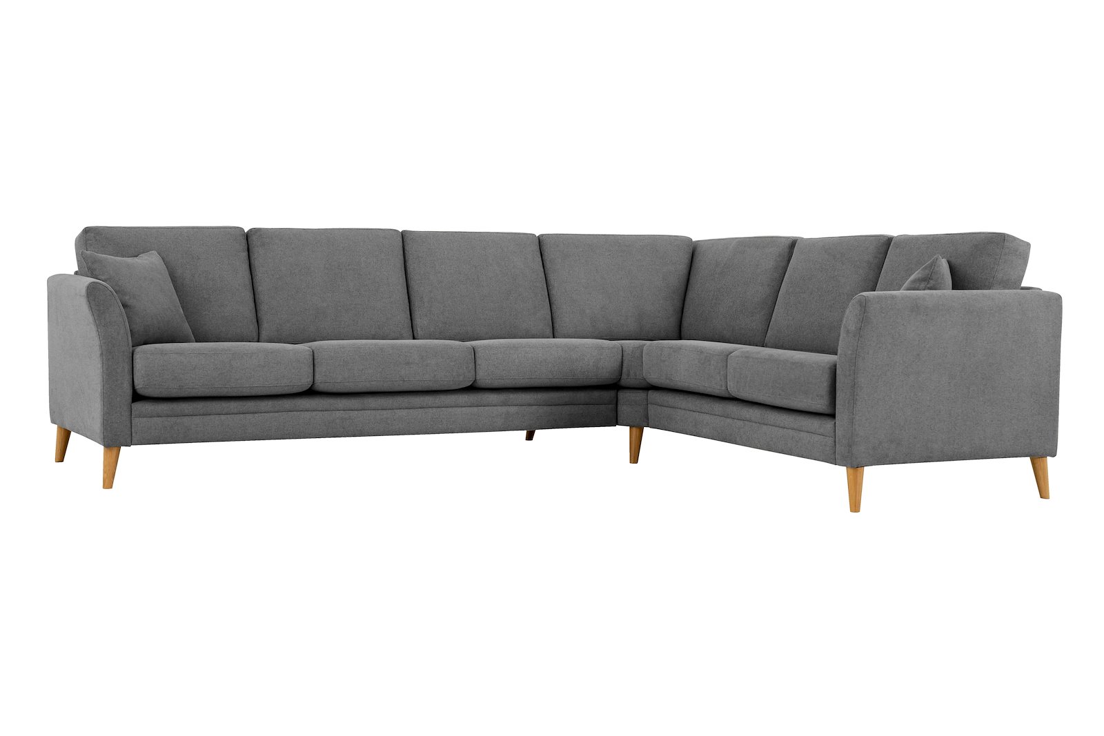 Eden hjørnesofa 32 hjørne i tekstil Brooklyn 3 Grey med ben i eik natur (15137).