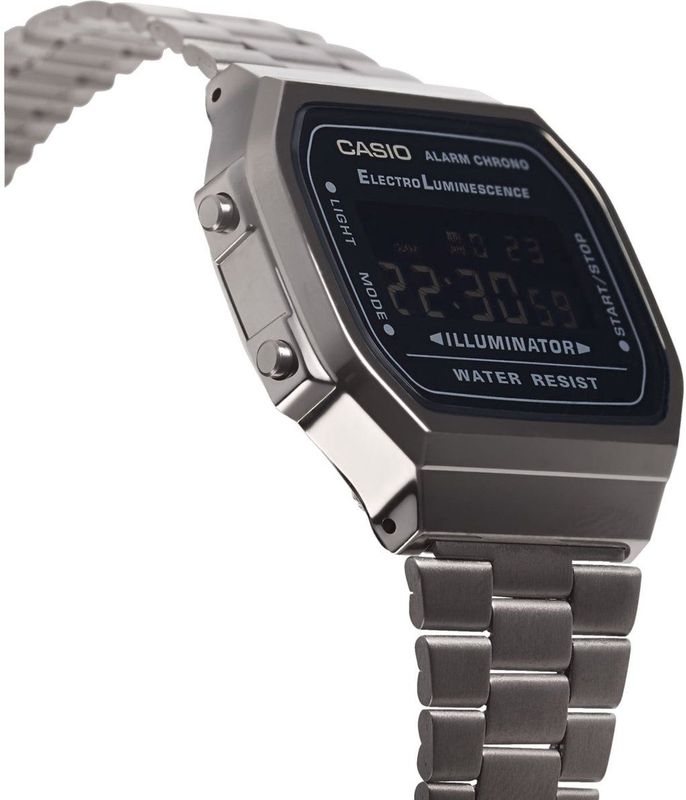 Casio - A168WEGG-1BEF - Horloge - Zwart - Digitaal - RVS Armband
