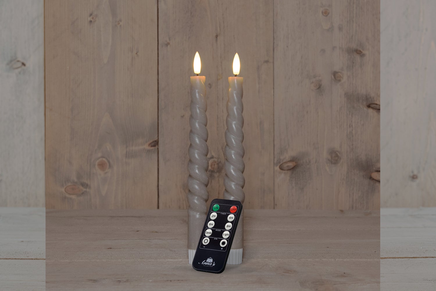 Anna's Collection LED dinerkaars Swirl taupe D 2 H 23 cm 2 stuks