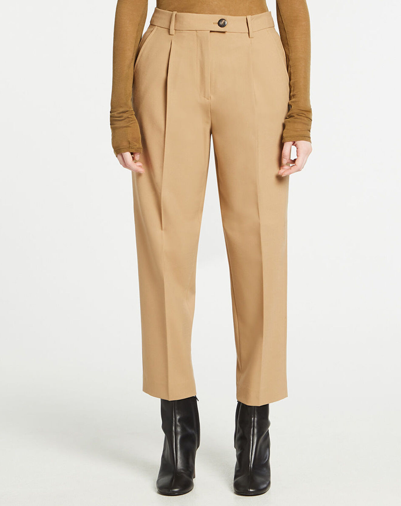 Tommy Hilfiger Pantalon en Laine mélangée Taper Icon beige