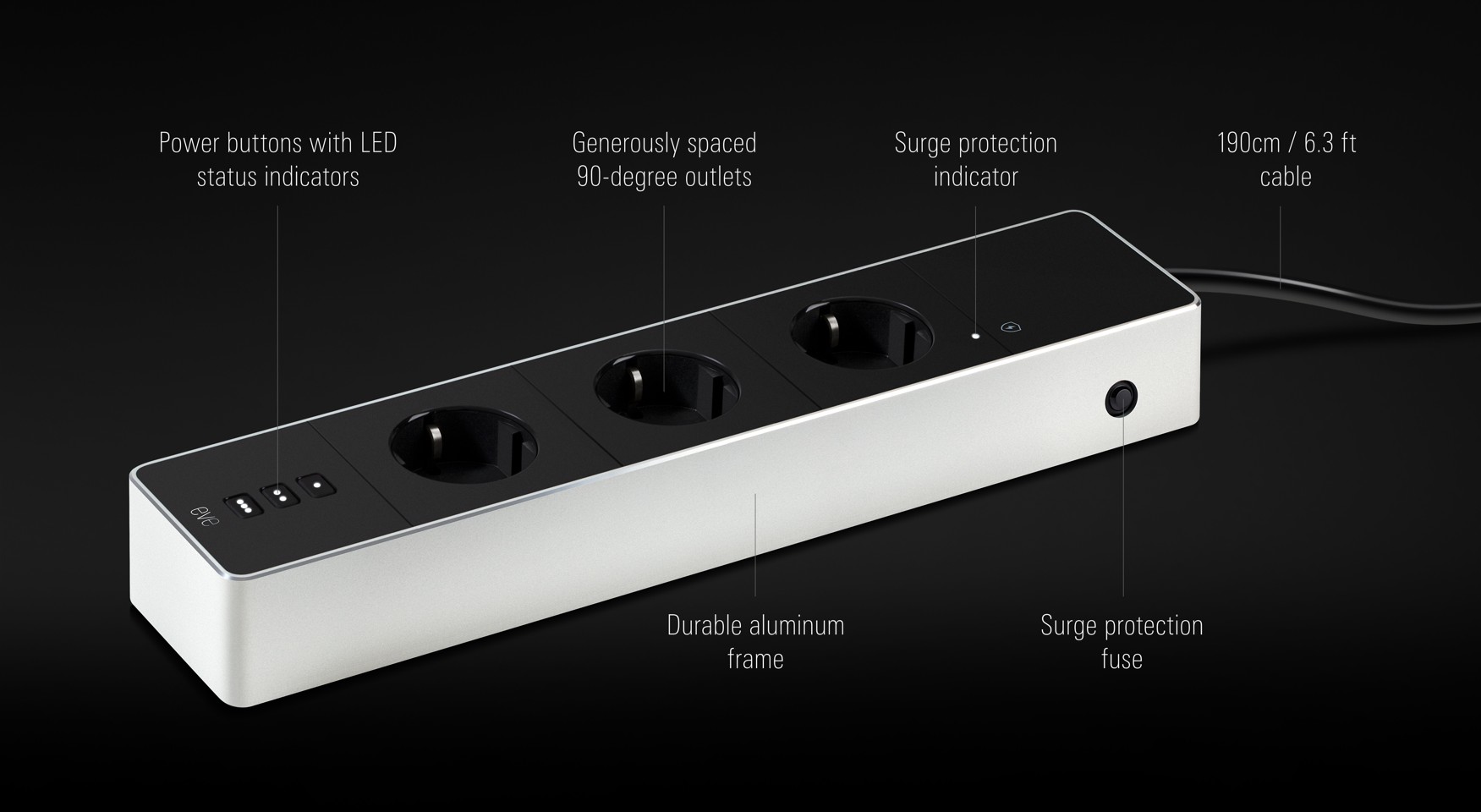 Eve Smart Strømskinne - Smart Triple Outlet & Power Meter med Apple HomeKit-teknologi