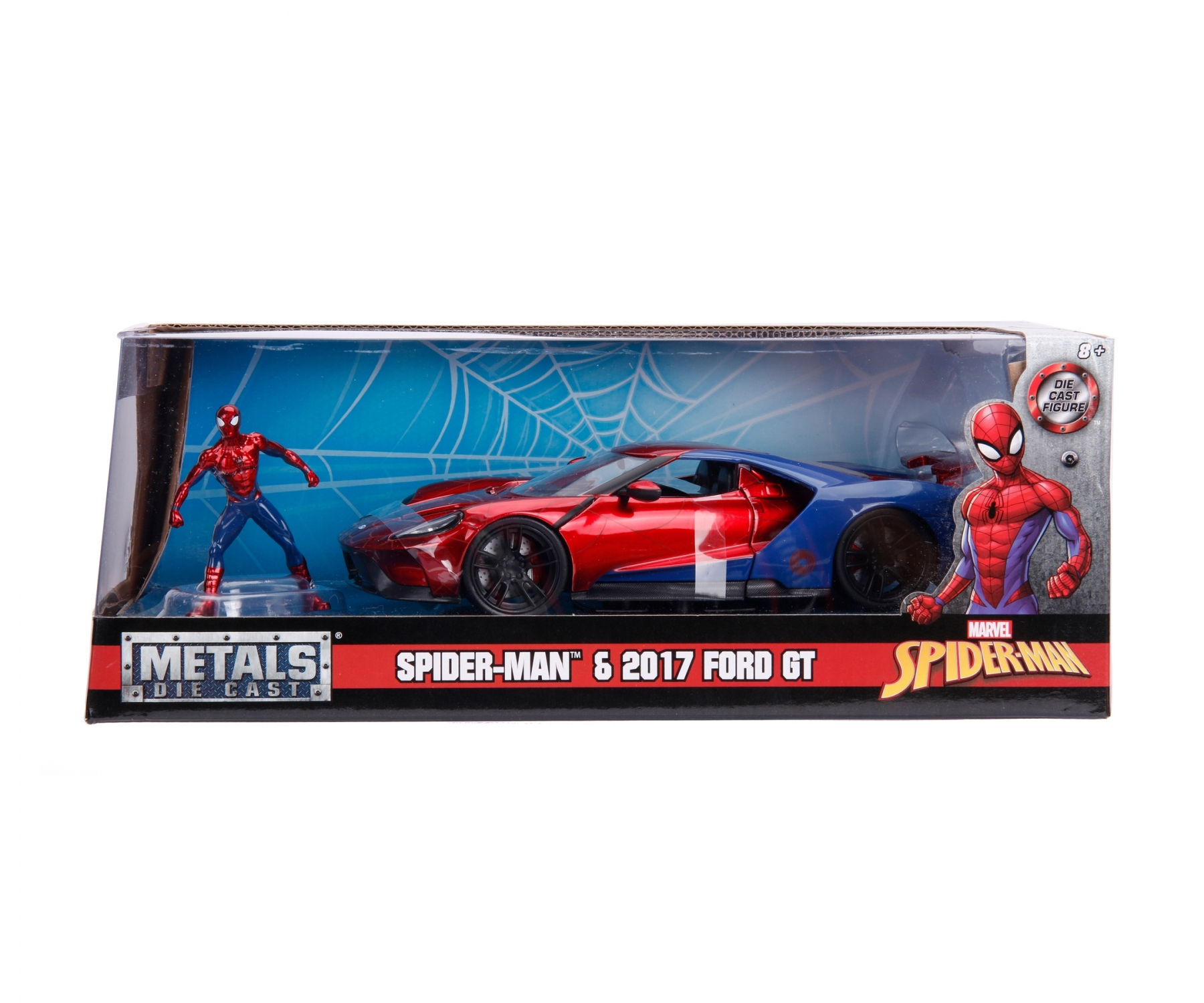 (1:24) Marvel Spiderman 2017 Ford GT Spielzeug Modell Auto Sammel Fahrzeug inkl. Spielfigur (253225002) Lizenziert