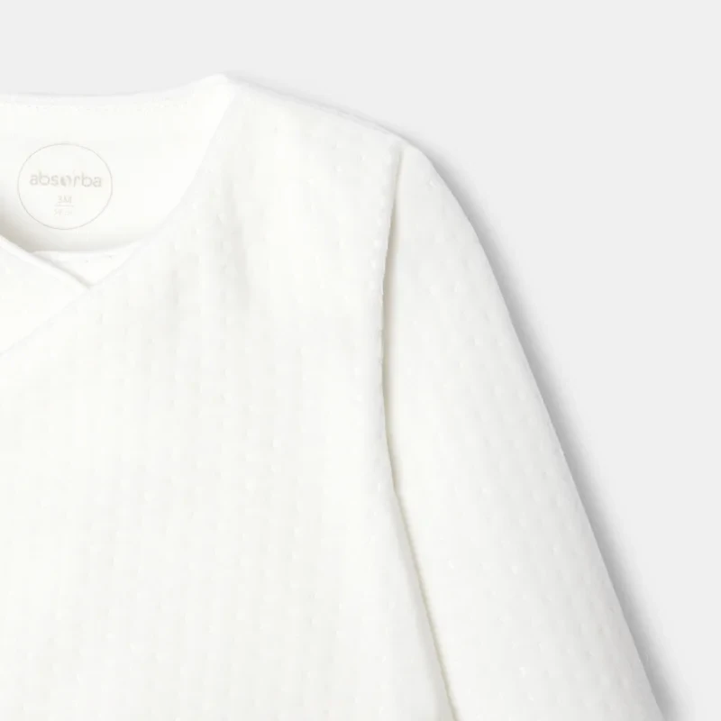Pyjama cache-cœur en velours dévoré blanc naissance Absorba Blanc