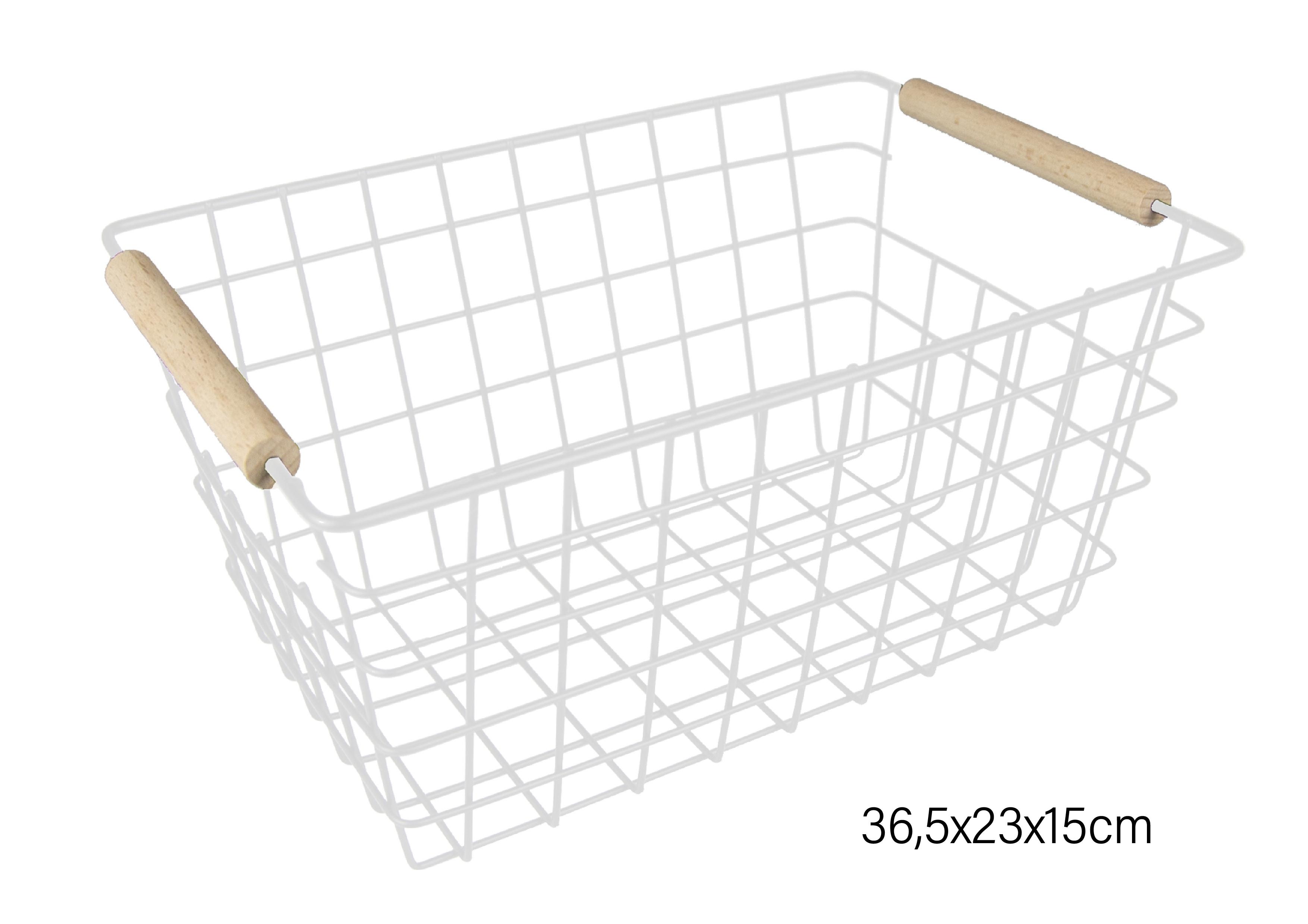 CORBEILLE RANGEMENT METAL BLANC 36.5X23X15CM