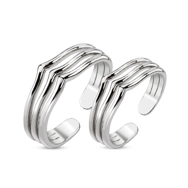 (2er Set) Damen Finger- und Zehenring - Silber
