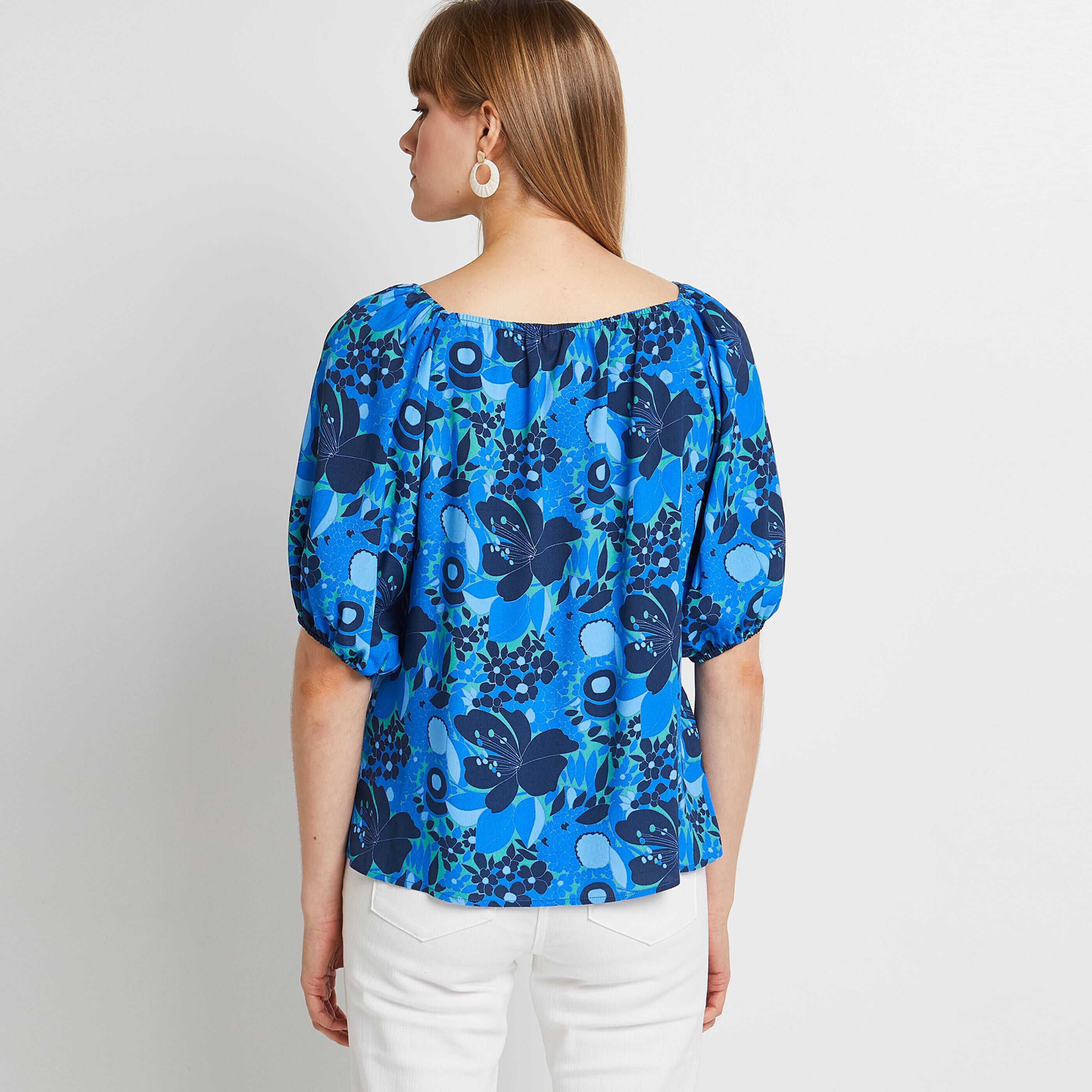Blouse imprimée femme - BLEU