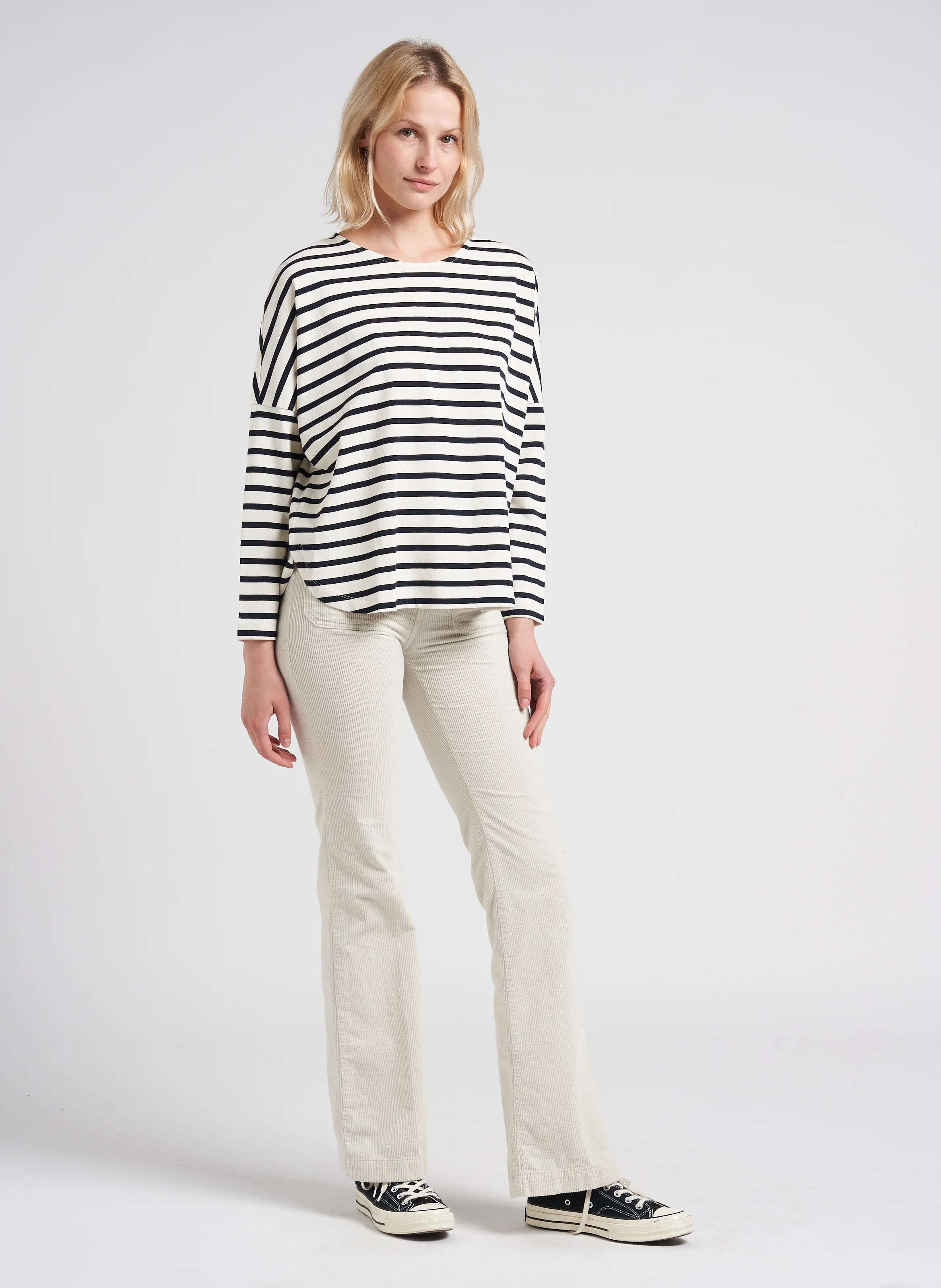 Pantalon patte d'eph en coton mélangé | Blanc