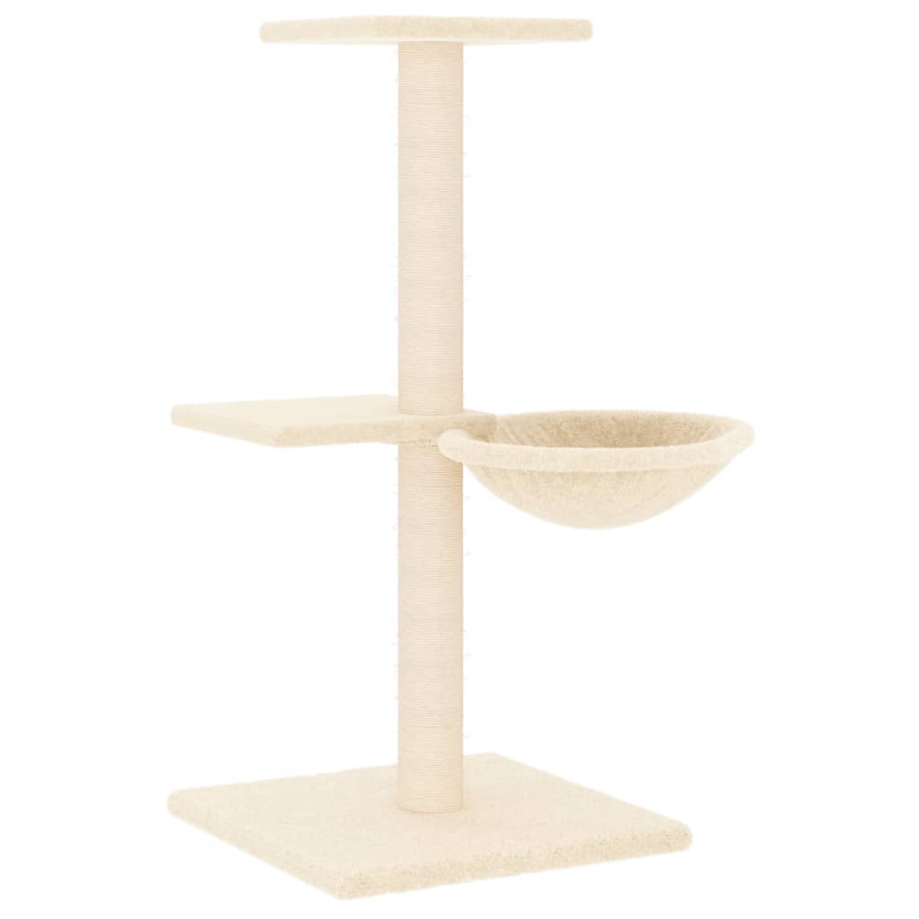 arranhador para gatos vidaXL com postes de sisal, creme, 72 cm