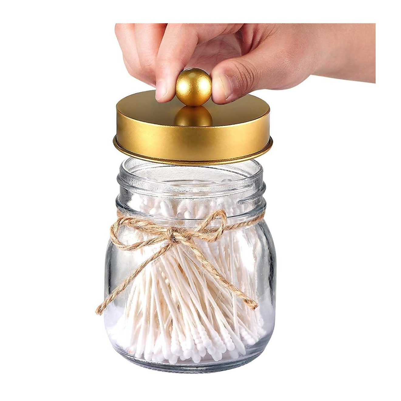 (4-tlg. Set) Einmach Glas Spender Badezimmer Accessoire Bad Essentials - Gold / Transparent