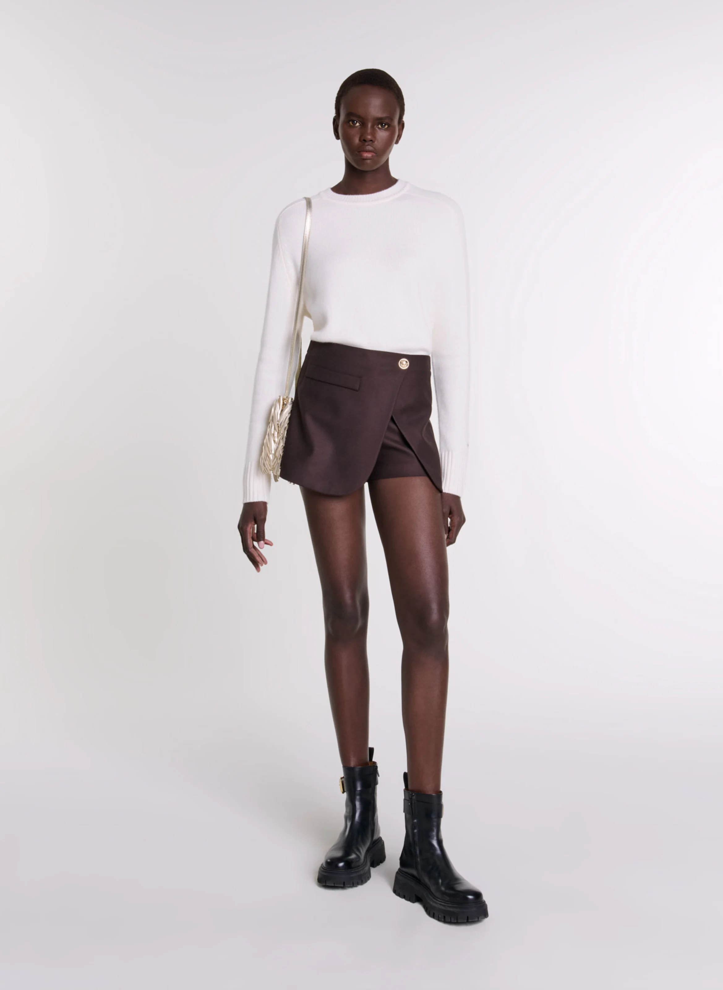 Pull col rond en cachemire mélangé | Beige