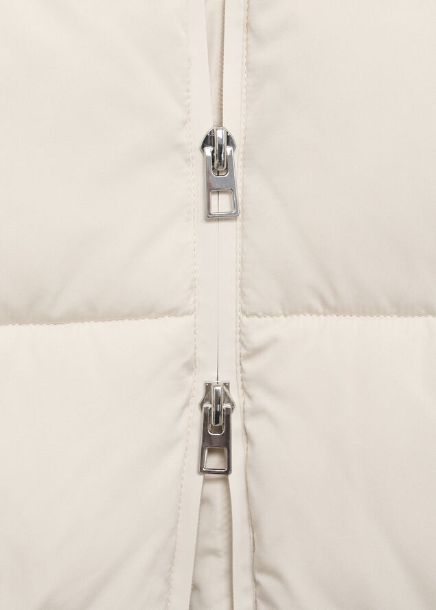 MANGO Hood quilted coat Light beige
