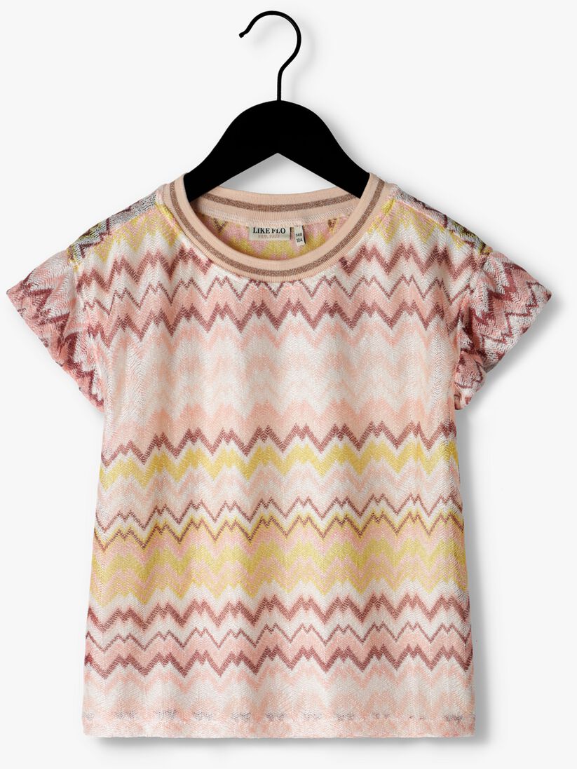 LIKE FLO lichtroze like flo t-shirt zigzag ruffle top