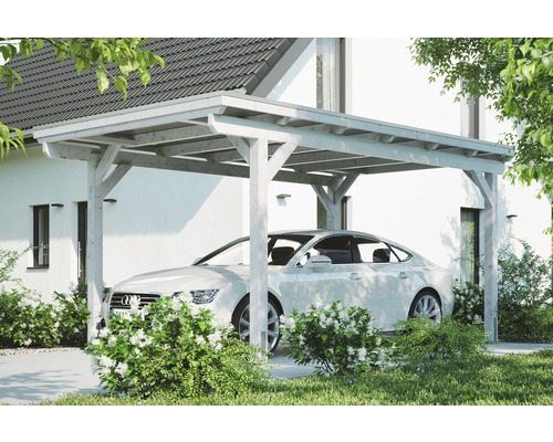 Enkele carport Konsta aluminium dakpanelen incl. H-ankers 304x500 cm wit