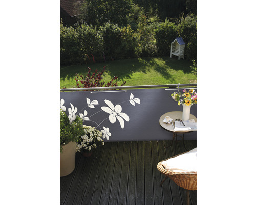 Balkonscherm met bloemmotief, 90 x 300 cm, antraciet