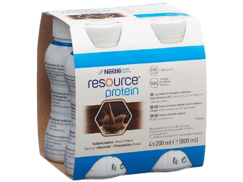 Resource Protein Schokolade 4 x 200 ml Lebensmittel für besondere medizinische Zwecke