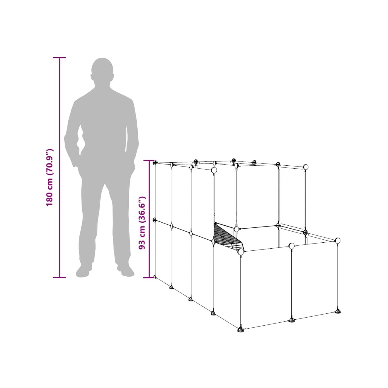 VidaXL Kleintierkäfig PP Stahl Freigehege Transparent/Schwarz